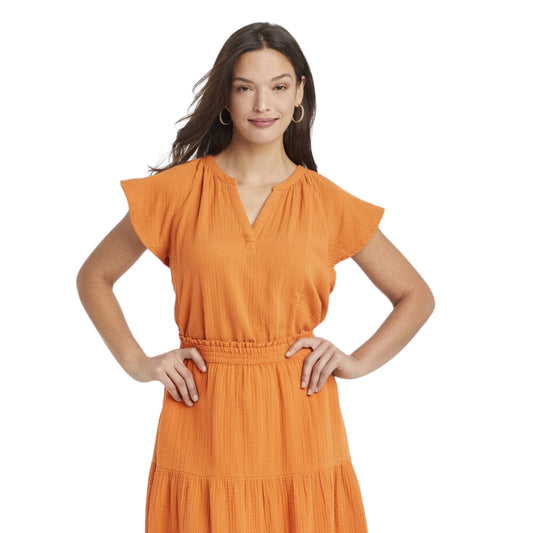UNIVERSAL THREAD Womens Tops S / Brown UNIVERSAL THREAD - Cotton v neck blouse