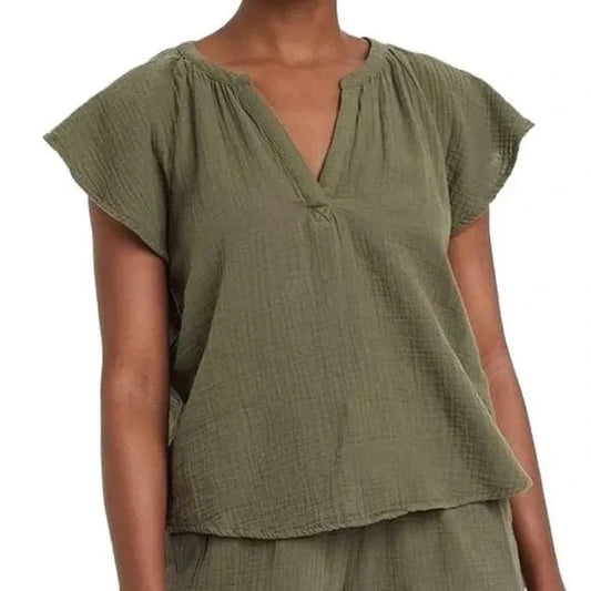 UNIVERSAL THREAD Womens Tops S / Green UNIVERSAL THREAD - Flutter Hort Leeve Bloue