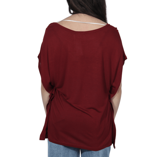 URBAN SURFACE Womens Tops XS / Burgundy URBAN SURFACE - Sparkle design round neck t-shirt