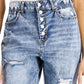 VANILLA STAR Womens Bottoms VANILLA STAR - Ripped Button-Fly Boyfriend Jeans