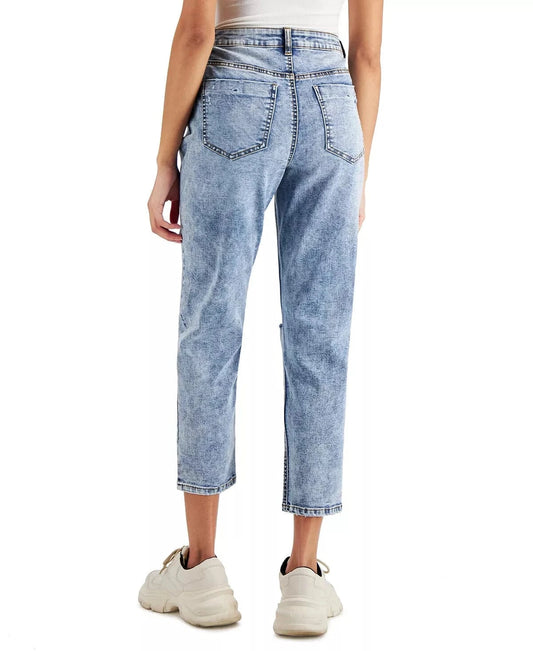 VANILLA STAR Womens Bottoms VANILLA STAR - Ripped Button-Fly Boyfriend Jeans