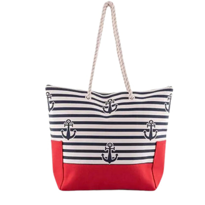 VERDE Beach Bags Navy VERDE -  Fastening with a zipper Beach Back