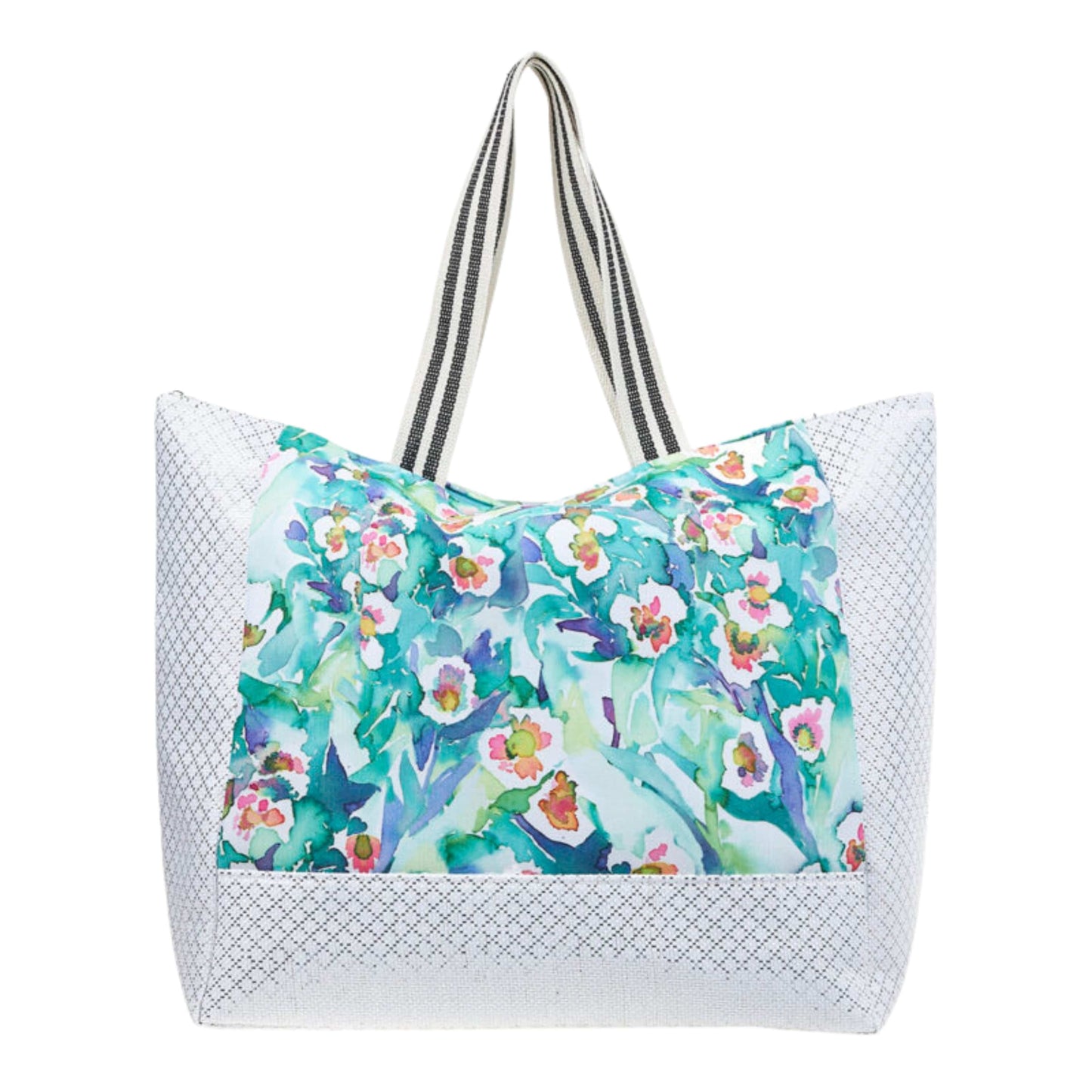 VERDE Beach Bags Multi-Color VERDE - Floral Glitter Beach Bag