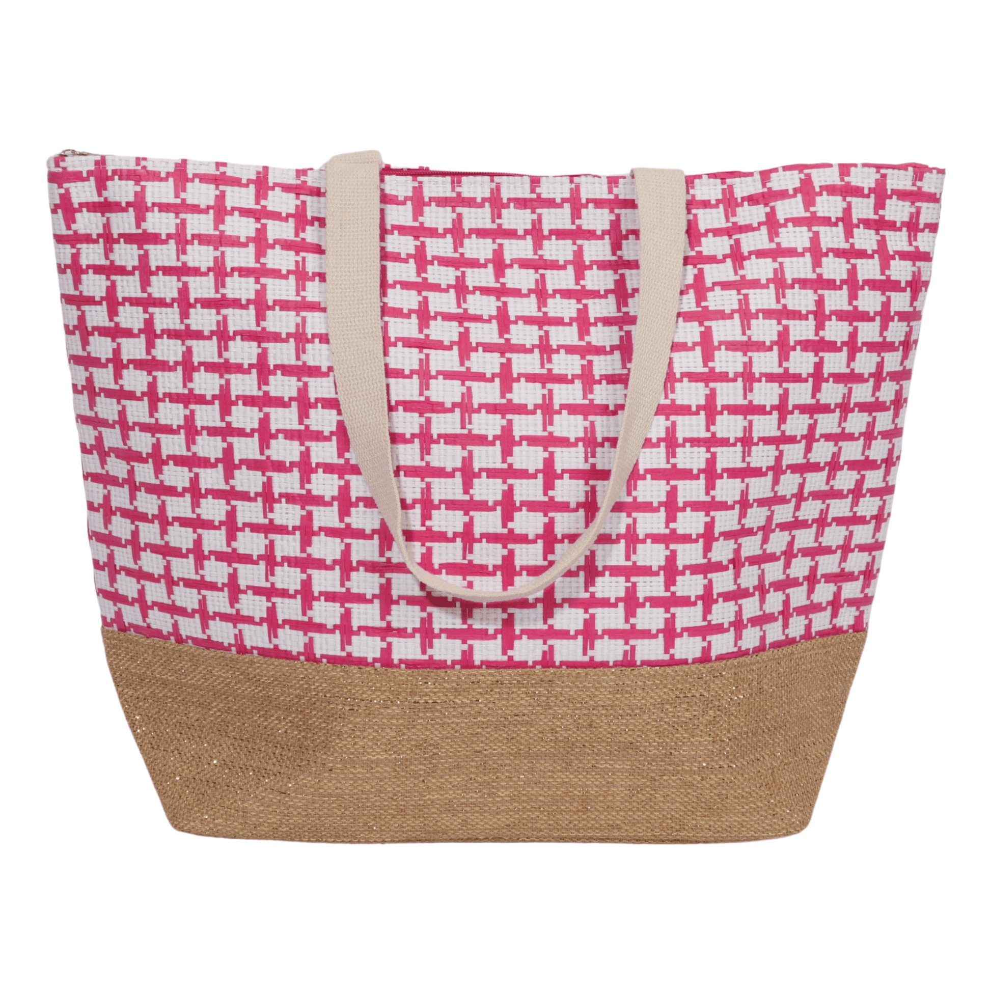 VERDE Beach Bags Multi-Color VERDE - Plaid beach woven bag