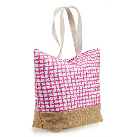 VERDE Beach Bags Multi-Color VERDE - Plaid beach woven bag