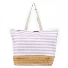 VERDE Beach Bags Purple VERDE - Straw Beach Bag