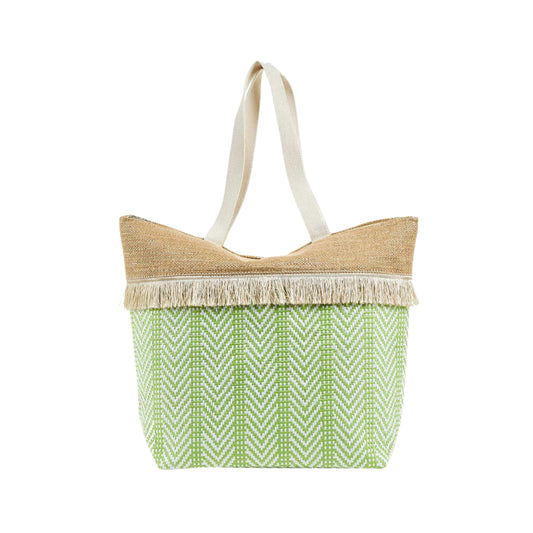 VERDE Beach Bags Green VERDE - Straw Pattern Beach Bag