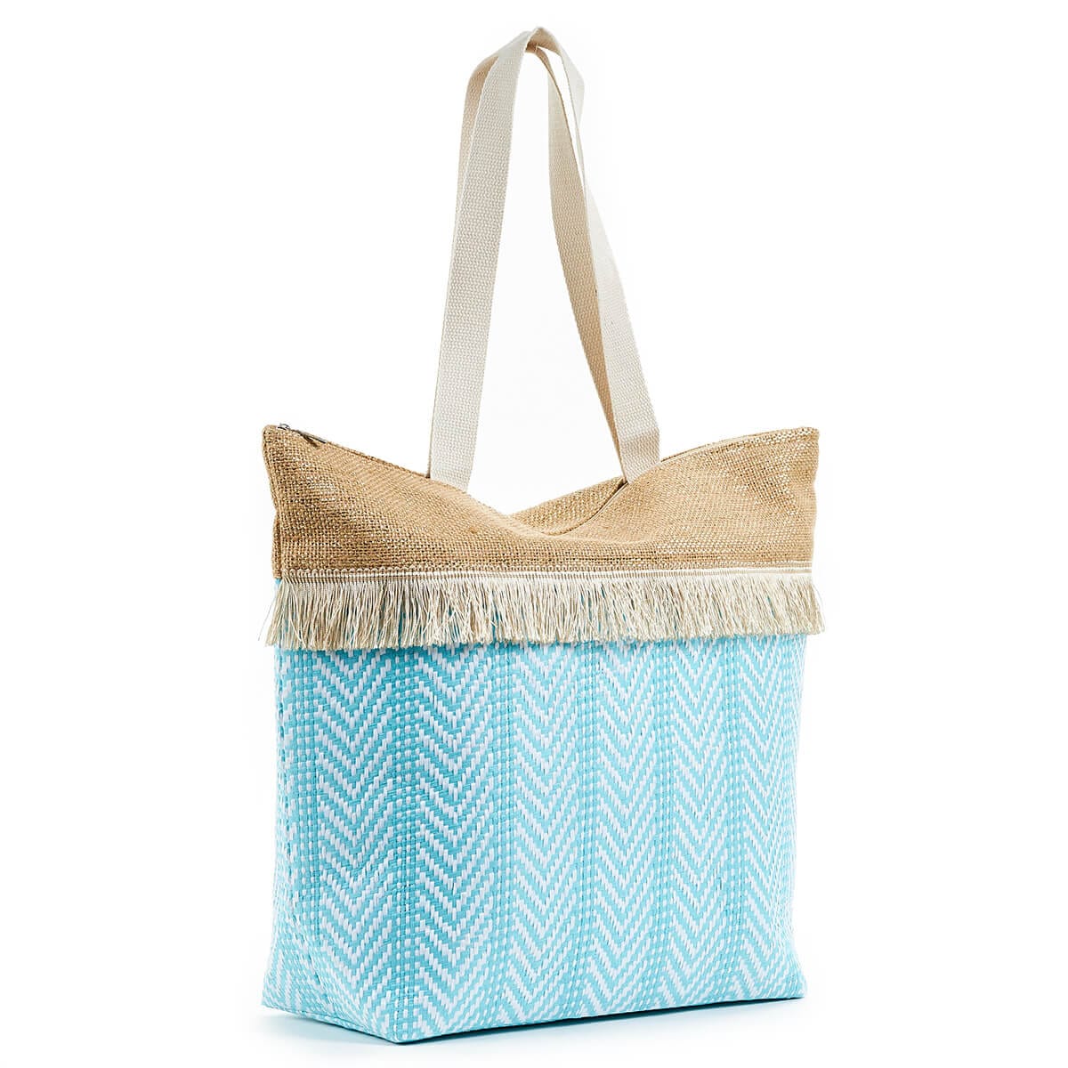 VERDE Beach Bags Blue VERDE - Straw Pattern Beach Bag