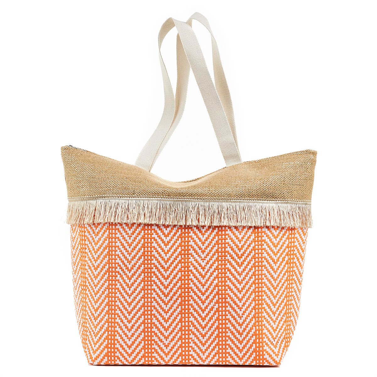 VERDE Beach Bags Orange VERDE - Straw Pattern Beach Bag