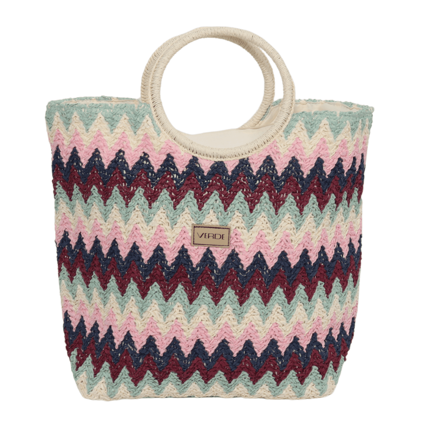 VERDE Beach Bags Multi-Color VERDE - Zig zag woven beach bag