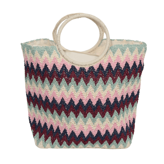 VERDE Beach Bags Multi-Color VERDE - Zig zag woven beach bag