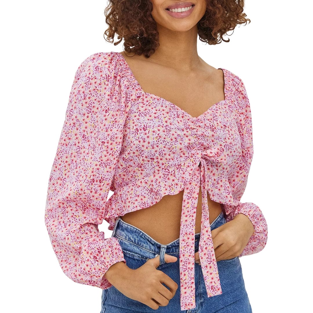 VERO MODA Womens Tops S / Pink VERO MODA - Henna Floral Print Cropped Top