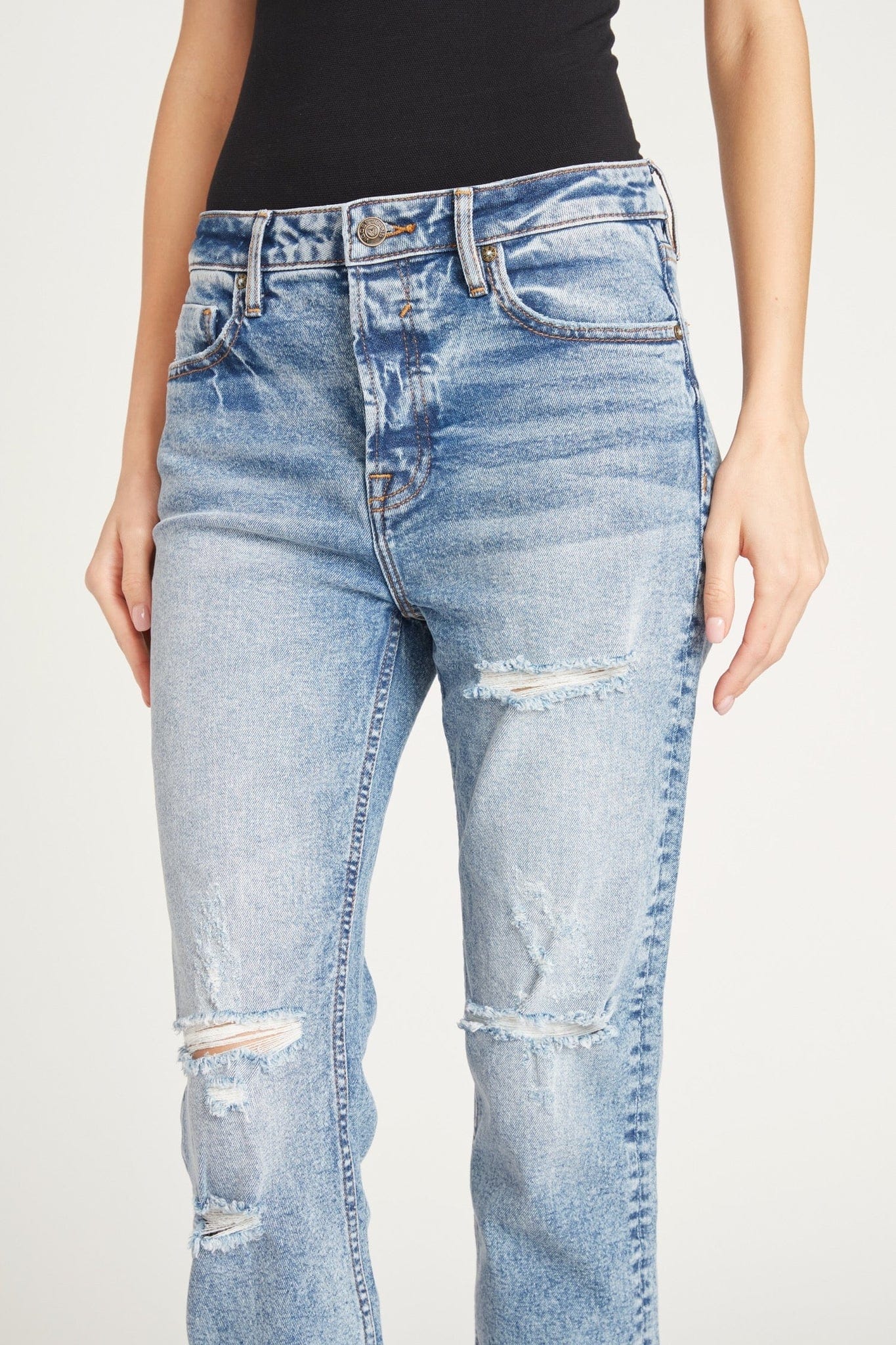 VIGOSS Womens Bottoms M / Blue VIGOSS -  Stevie Ripped Cropped Jeans