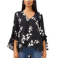 VINCE CAMUTO Womens Tops XXXL / Multi-Color VINCE CAMUTO -  Flutter Sleeve V-Neck Sparse Blooms Tunic