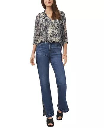 VINCE CAMUTO Womens Tops VINCE CAMUTO - Snake Print Keyhole Long Sleeve Top