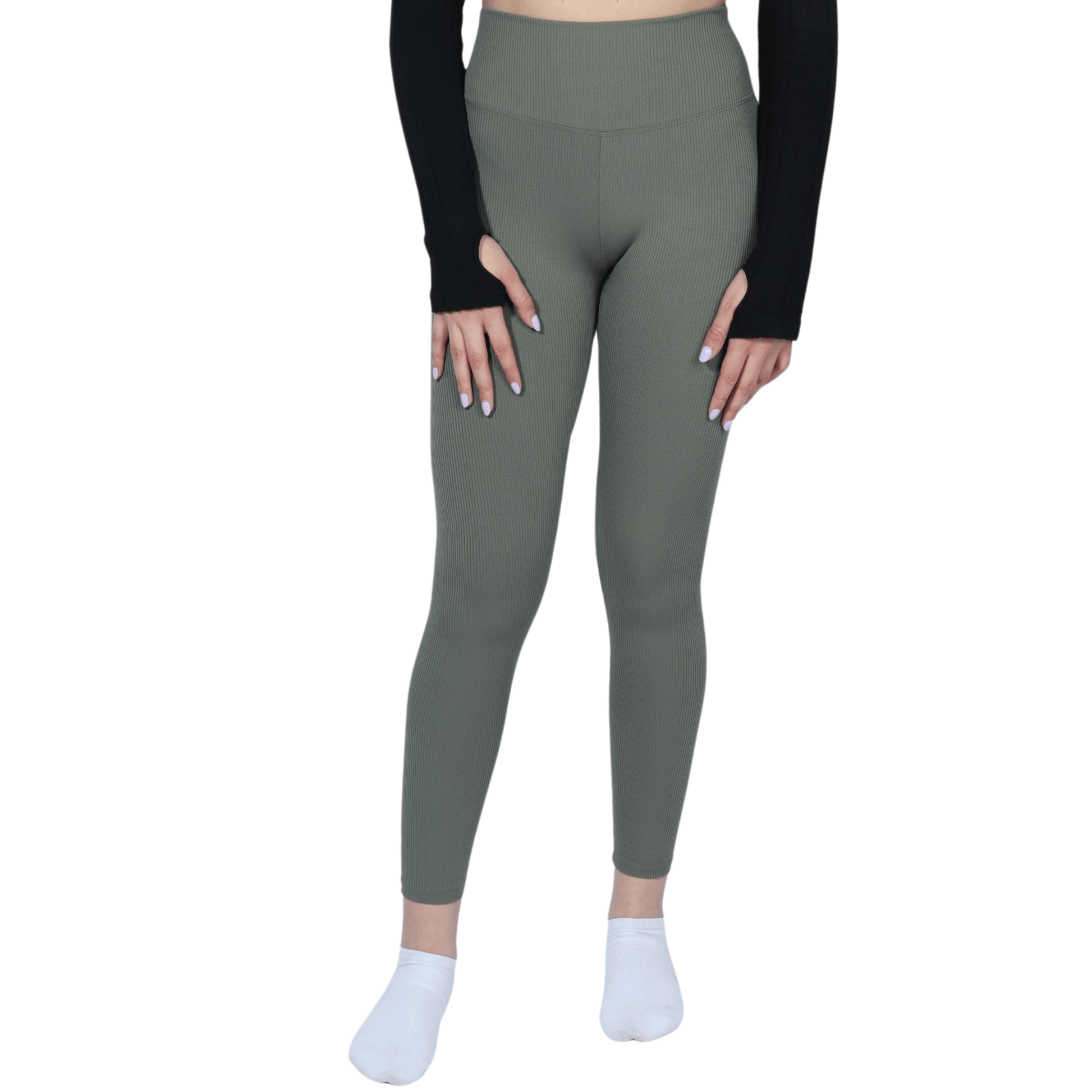 VOGSIGN Womens sports VOGSIGN -  Ribbed Knit Skinny Leggings