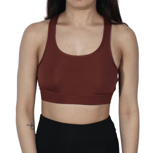 WEST ZERO TWO Womens sports S / Brown WEST ZERO TWO -  Lush Crop Racerback Sports Bra