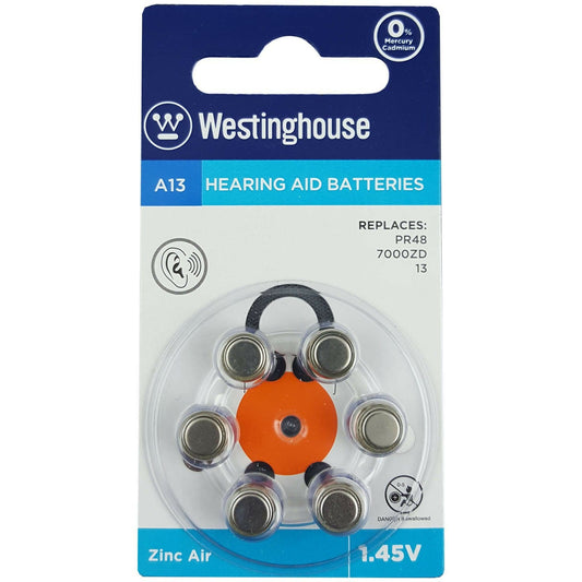 WESTINGHOUSE Electronic Accessories WESTINGHOUSE - Nexcell Hearing Aid Battery 1.45 Volt Pack of 6 - A13