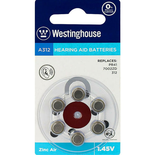 WESTINGHOUSE Electronic Accessories WESTINGHOUSE - Nexcell Hearing Aid Battery 1.45 Volt Pack of 6 - A312
