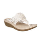 WHITE MOUNTAIN Womens Shoes 38.5 / White WHITE MOUNTAIN - Cut Out Floral Accent Cushioned Round Toe Slippers