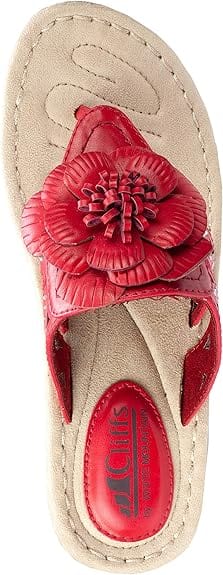 WHITE MOUNTAIN Womens Shoes 41 / Red WHITE MOUNTAIN -  Faux Leather Laser Cut Thong Slippers