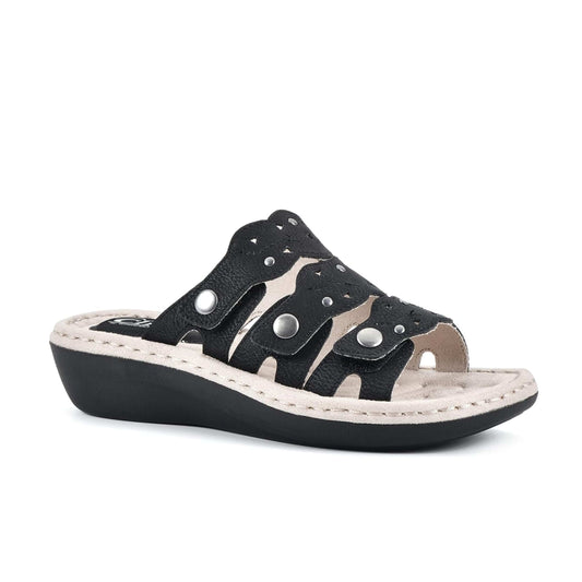 WHITE MOUNTAIN Womens Shoes 39 / Black WHITE MOUNTAIN-  Low Wedge Sandal