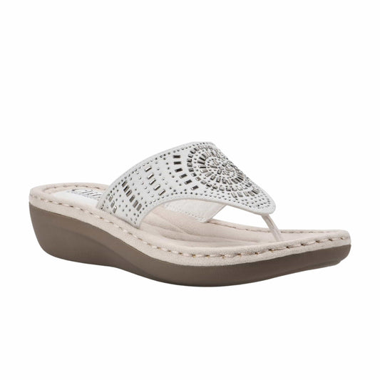 WHITE MOUNTAIN Womens Shoes 38.5 / White WHITE MOUNTAIN - Mini Wedge Flip Flop Sandal
