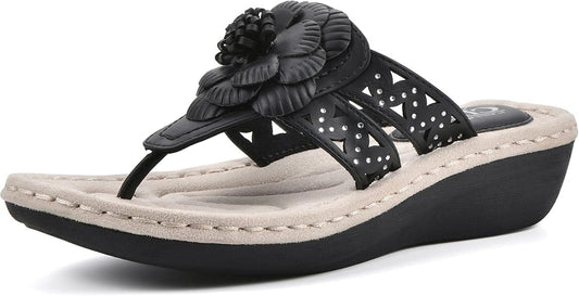 WHITE MOUNTAIN Womens Shoes 39 / Black WHITE MOUNTAIN - Wedge slippers