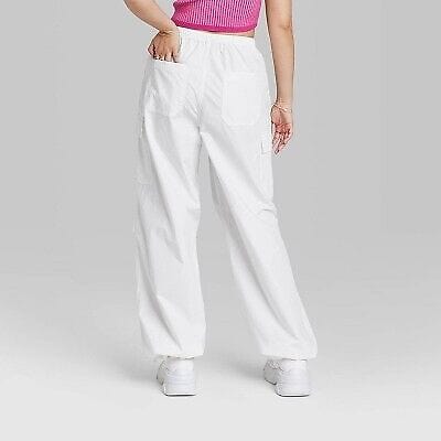 WILD FABLE Womens Bottoms XS / White WILD FABLE - Low-Rise Parachute Cargo Pants