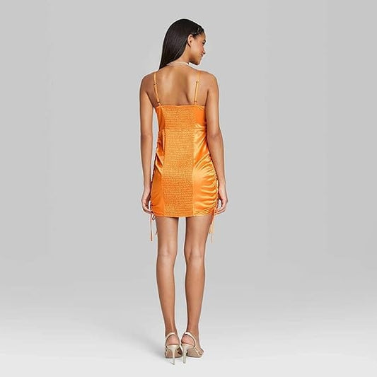 WILD FABLE Womens Dress XXL / Orange WILD FABLE -  Sleeveless Ruched Side Bodycon Dress