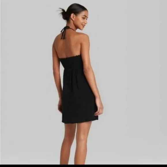 WILD FABLE Womens Dress L / Black WILD FABLE - Sleeveless Smocked Terry Convertible Dress