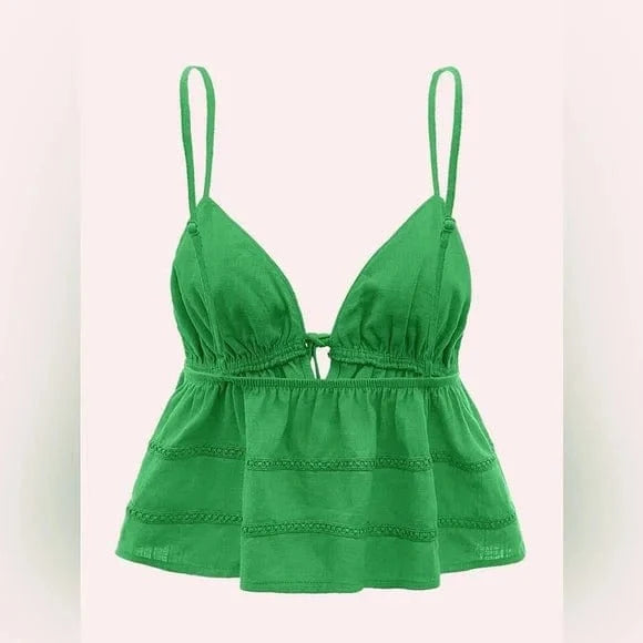 WILD FABLE Womens Tops XS / Green WILD FABLE - Tie-Front Tank Top
