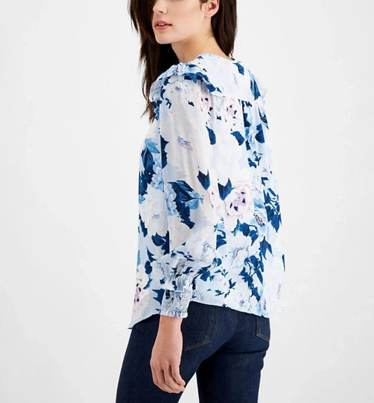 WILLOW DRIVE Womens Tops S / Multi-Color WILLOW DRIVE - Printed Ruffle-Shoulder Top