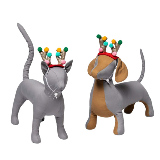 WONDERSHOP Pet Accessories L/XL / Golds WONDERSHOP - Antlers with Pom Poms Dog Hat