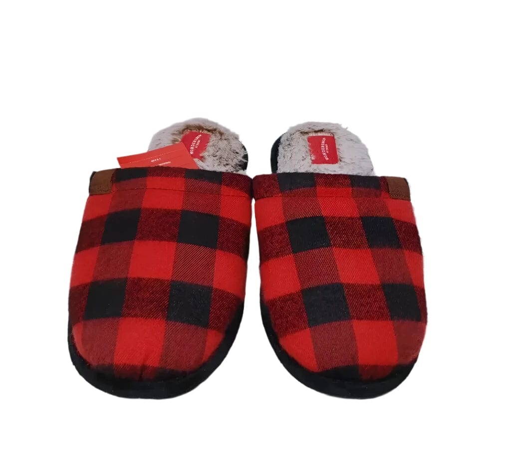 WONDERSHOP Womens Shoes WONDERSHOP - Buffalo Check Plaid Faux Fur Lined Slippers