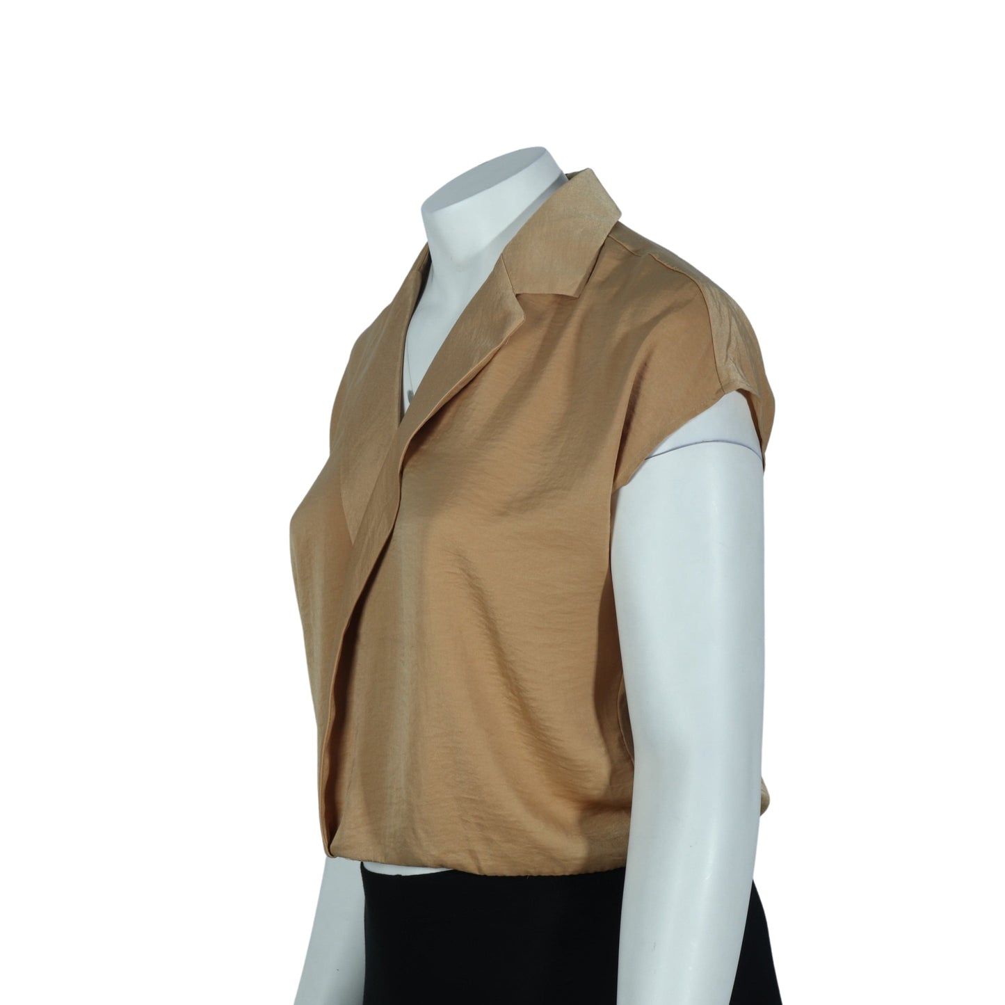 WORTHINGTON Womens Tops Petite L / Beige WORTHINGTON - Notch Lapel Leaf Blouse Wrap