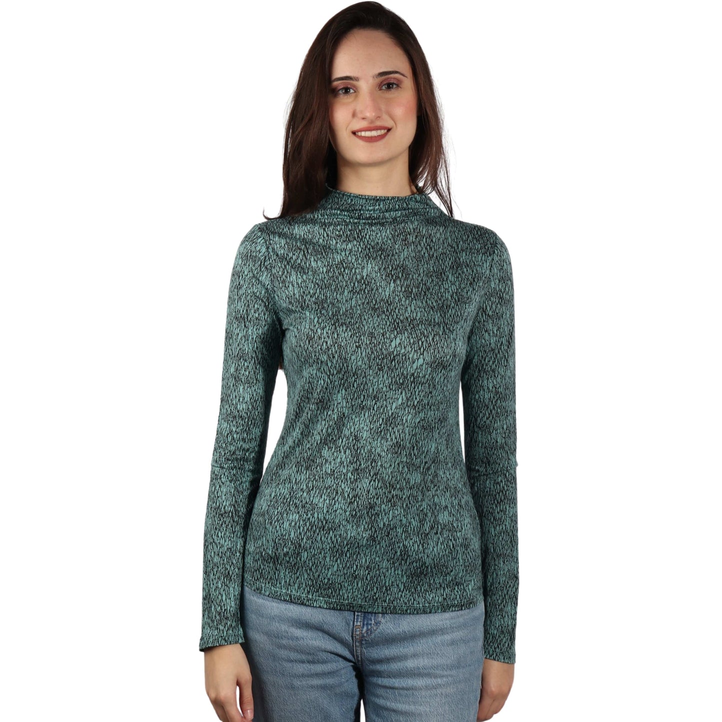 WORTHINGTON Womens Tops XS / Multi-Color WORTHINGTON - Turtleneck in Jade Print