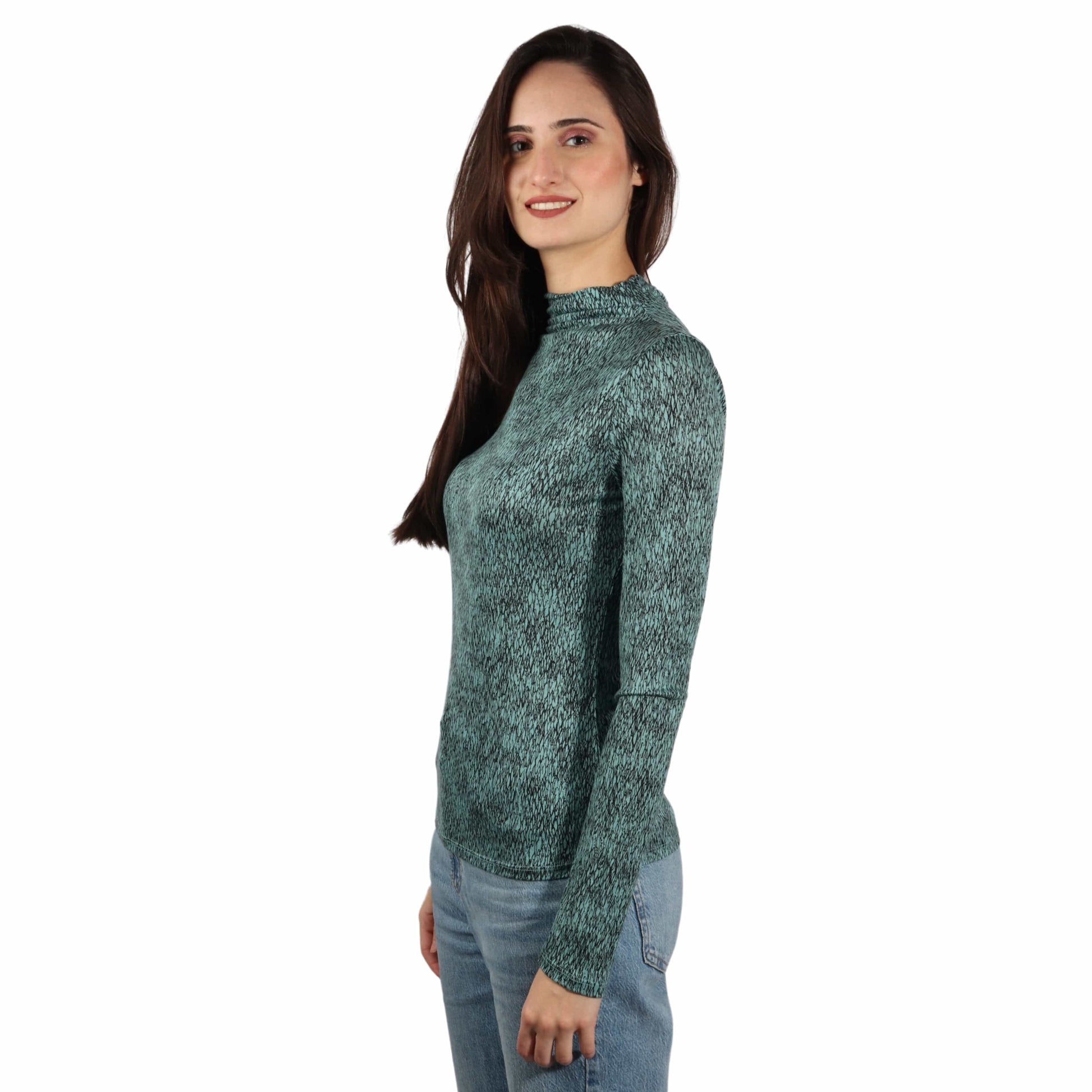 WORTHINGTON Womens Tops XS / Multi-Color WORTHINGTON - Turtleneck in Jade Print