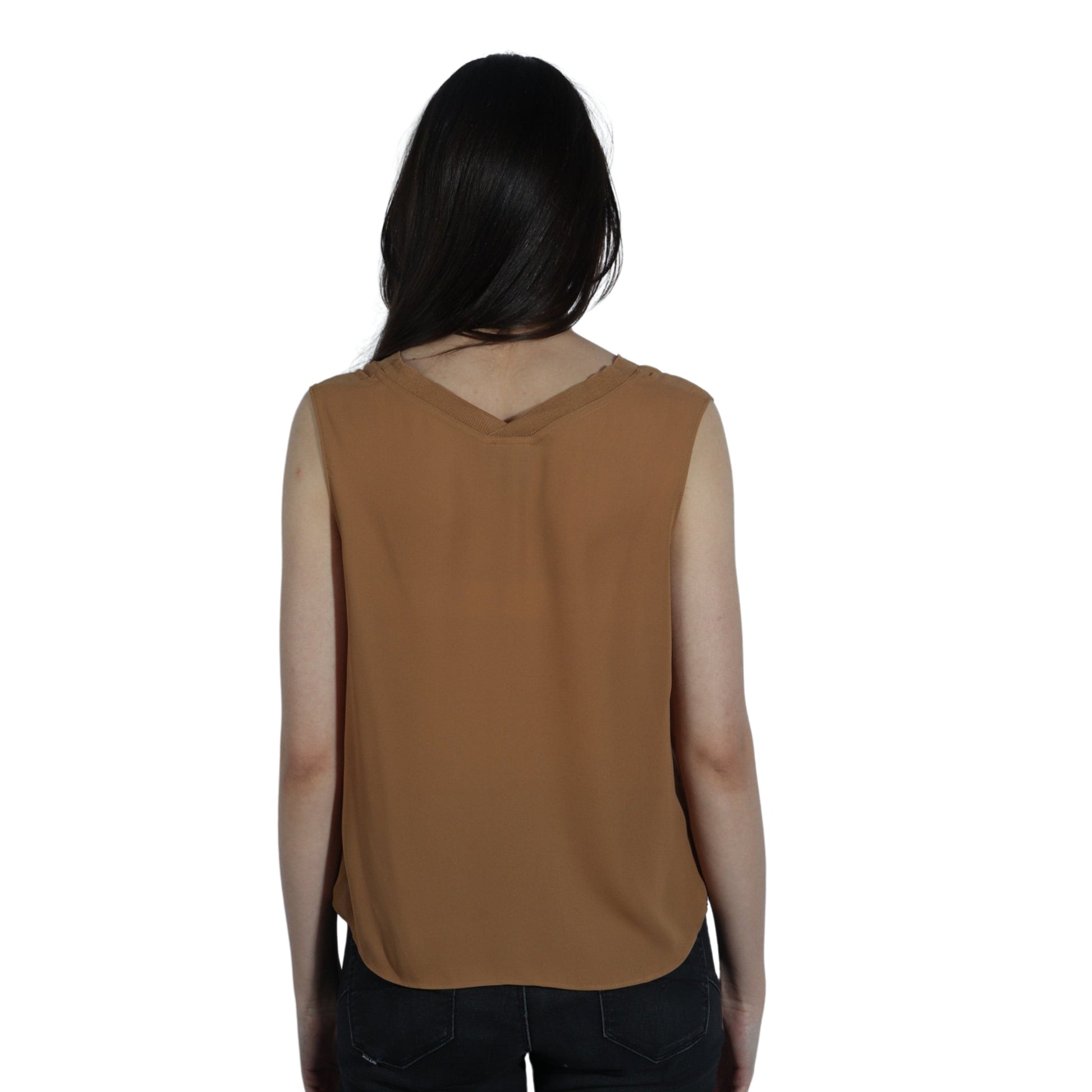 WORTHINGTON Womens Tops Petite S / Brown WORTHINGTON - V-Neck Flowy Tank Top