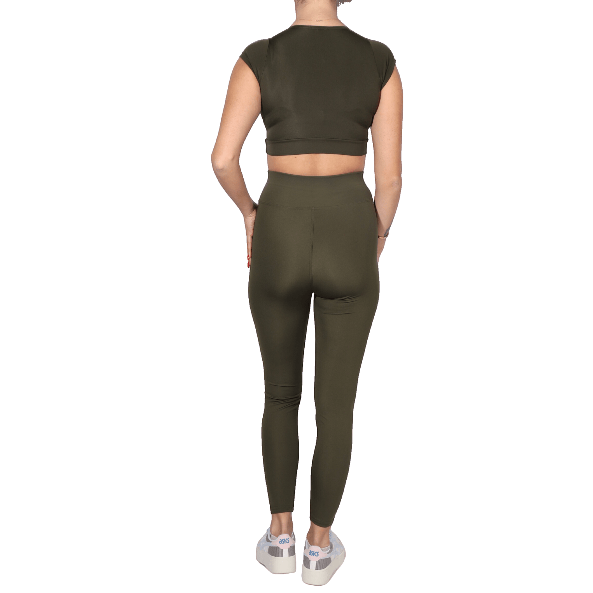 WOTTO Womens sports WOTTO - Half Sleeve Bustier High Waist Shapewear Leggings Set