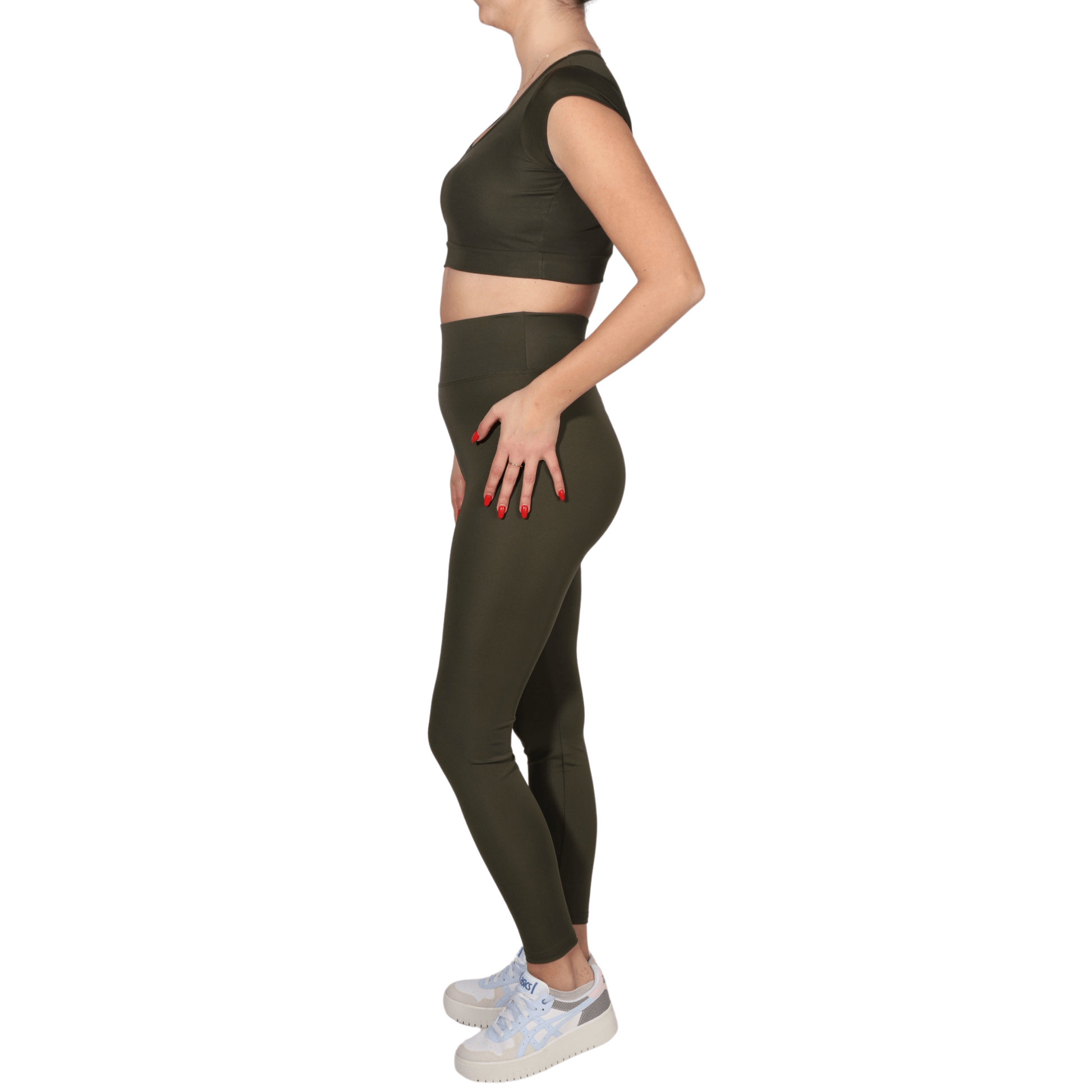 WOTTO Womens sports WOTTO - Half Sleeve Bustier High Waist Shapewear Leggings Set