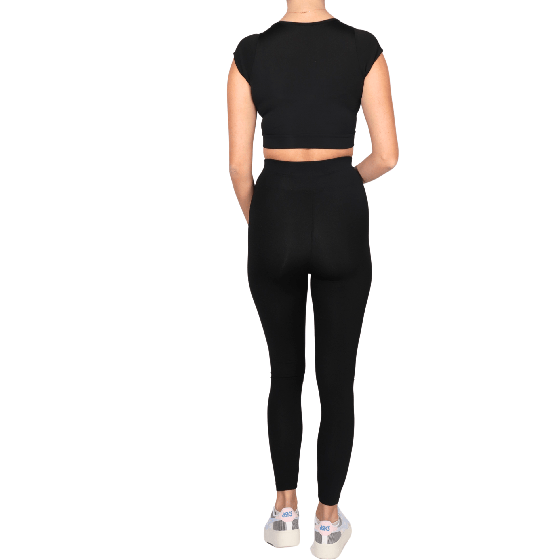 WOTTO Womens sports WOTTO - Half Sleeve Bustier High Waist Shapewear Leggings Set