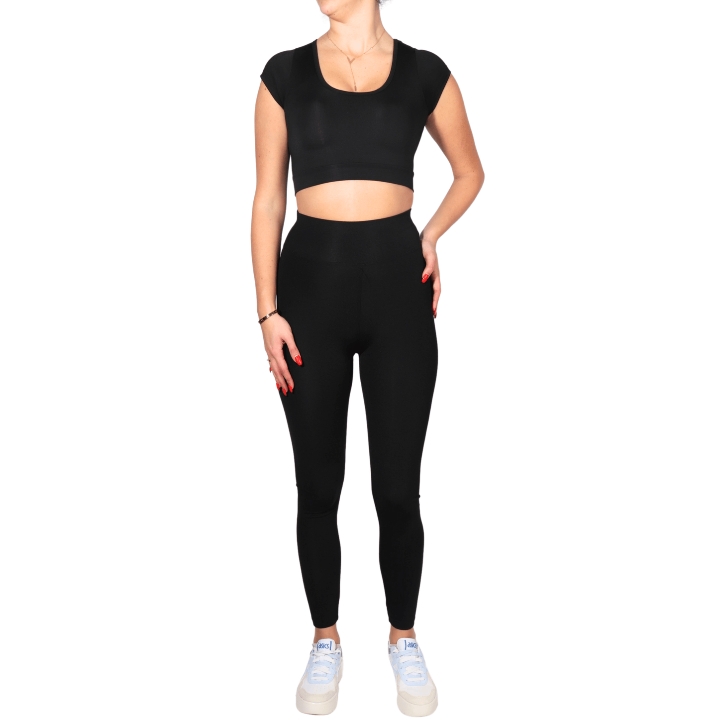 WOTTO Womens sports WOTTO - Half Sleeve Bustier High Waist Shapewear Leggings Set