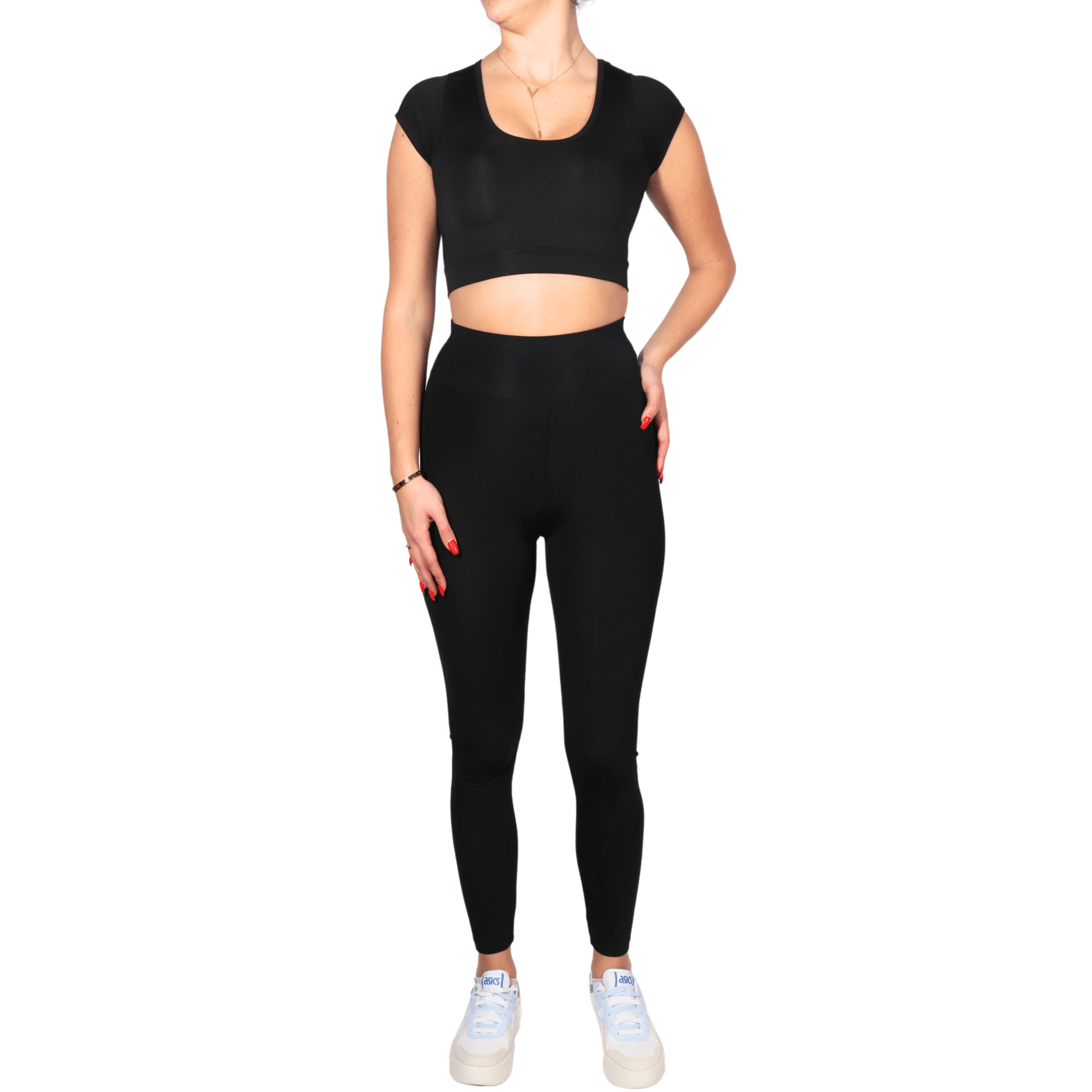 WOTTO Womens sports WOTTO - Half Sleeve Bustier High Waist Shapewear Leggings Set