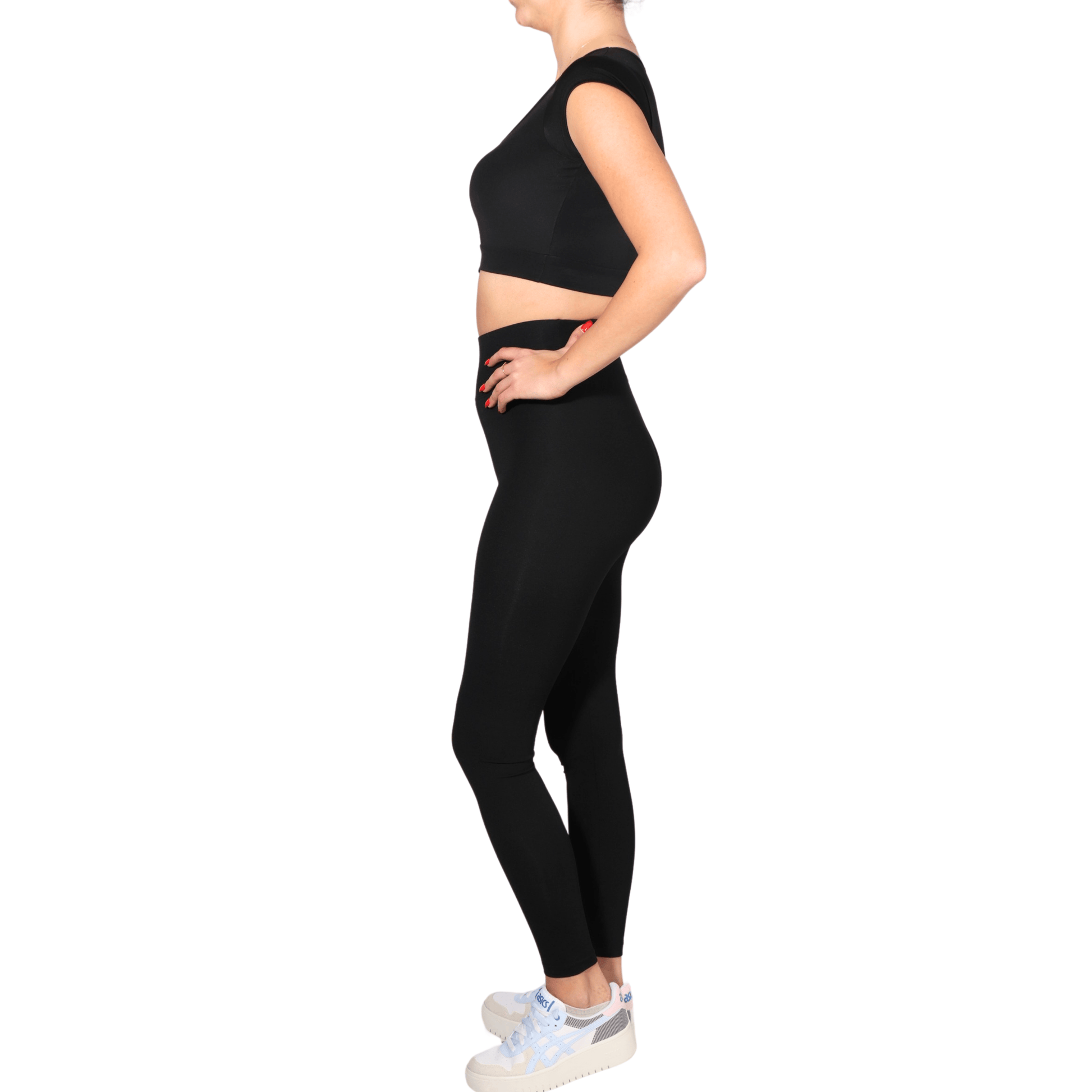 WOTTO Womens sports WOTTO - Half Sleeve Bustier High Waist Shapewear Leggings Set