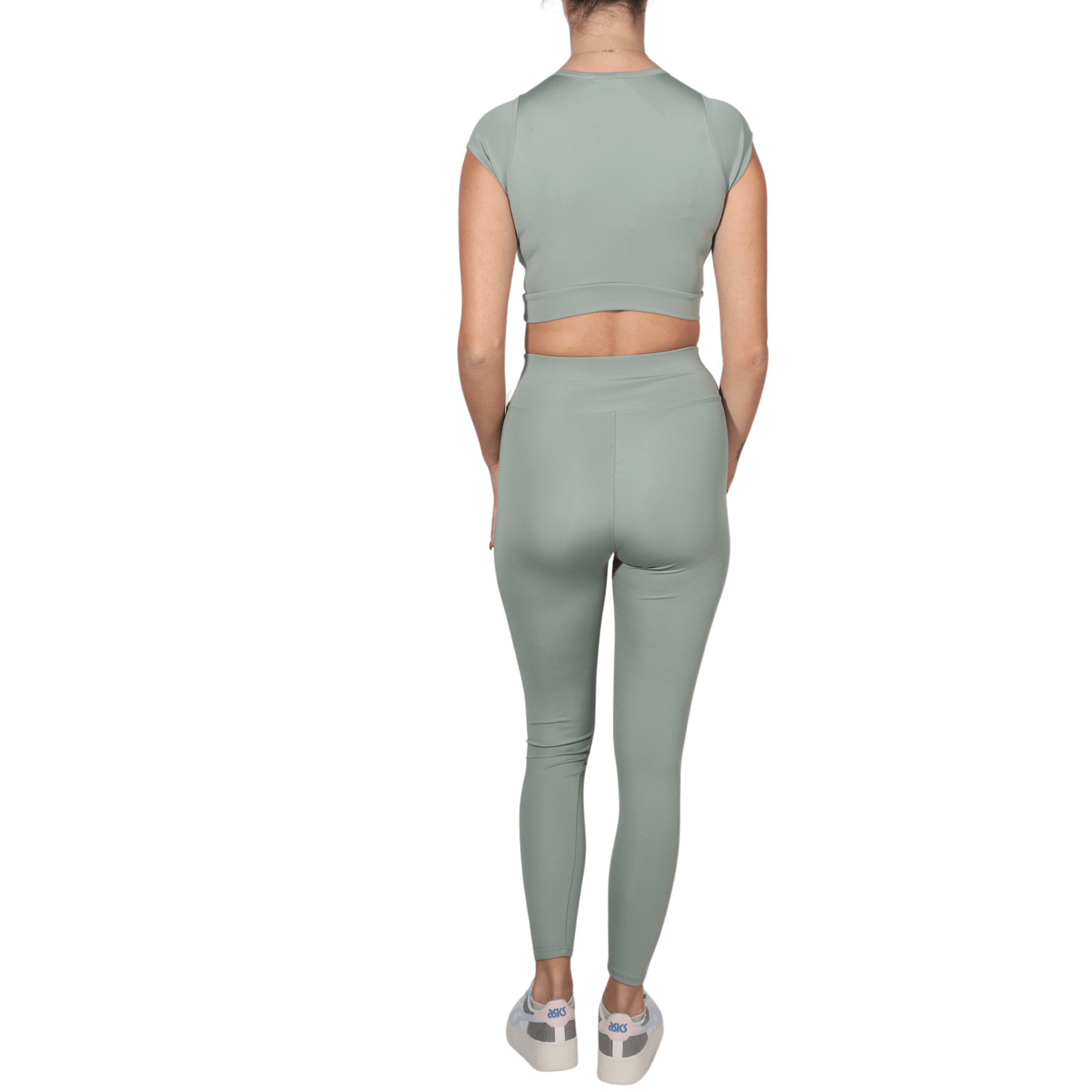 WOTTO Womens sports WOTTO - Half Sleeve Bustier High Waist Shapewear Leggings Set
