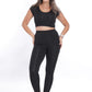 WOTTO Womens sports S / Black WOTTO - Half Sleeve Bustier High Waist Shapewear Leggings Set