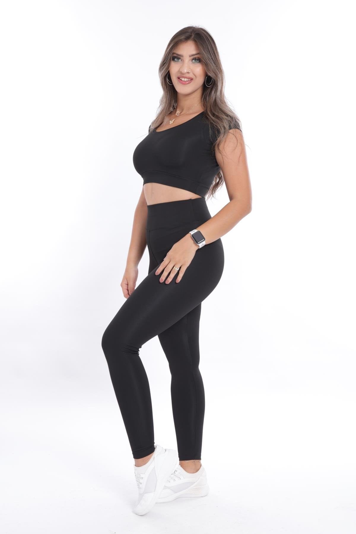 WOTTO Womens sports WOTTO - Half Sleeve Bustier High Waist Shapewear Leggings Set