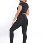 WOTTO Womens sports WOTTO - Half Sleeve Bustier High Waist Shapewear Leggings Set