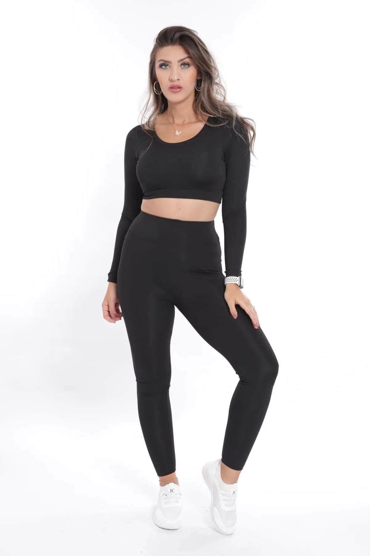 WOTTO Womens sports L / Black WOTTO - Long Sleeve Stretchy Set